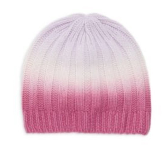 White + Warren Dip Dye Cashmere Beanie in Silver Lilac Combo NWT - Picture 2 of 8